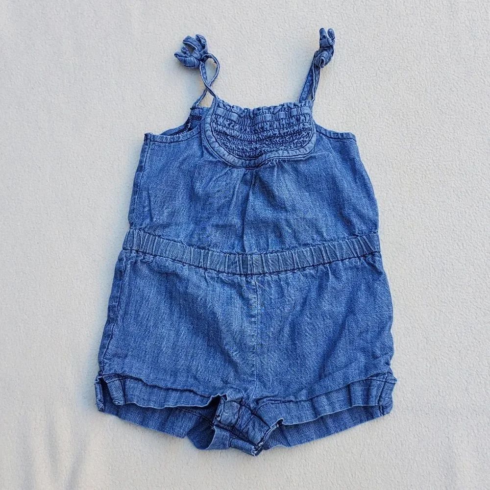 Old Navy Medium Wash Denim Tank Top Romper 12-18 Months